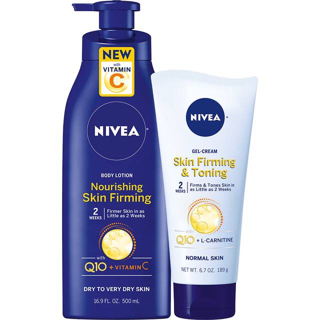 NIVEA Skin Firming Body Lotion Variety Pack with 16.9 Fl Oz Nourishing Body Lotion and 6.7 Oz Skin Firming Gel Cream