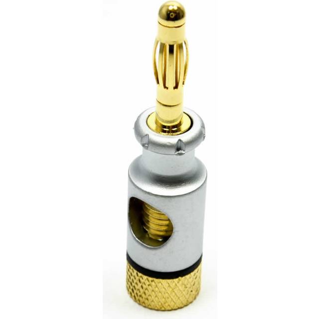 kenable HQ 4mm Banana Plugs for 6mm Speaker Cable Connections Silver & Black