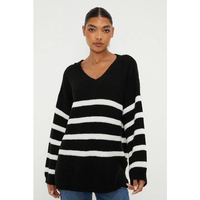 Dorothy perkins womens pullover jumper mono v-neck long sleeve casual wear