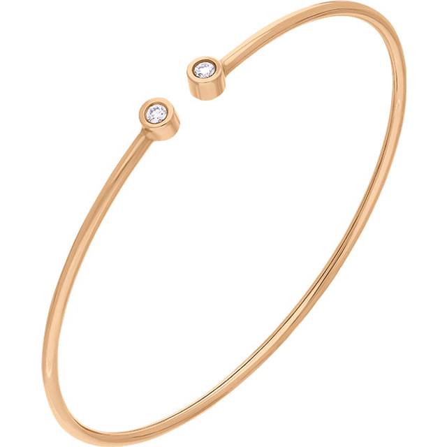 18ct Rose Gold 0.10ct Diamond Two Stone Cuff Bangle