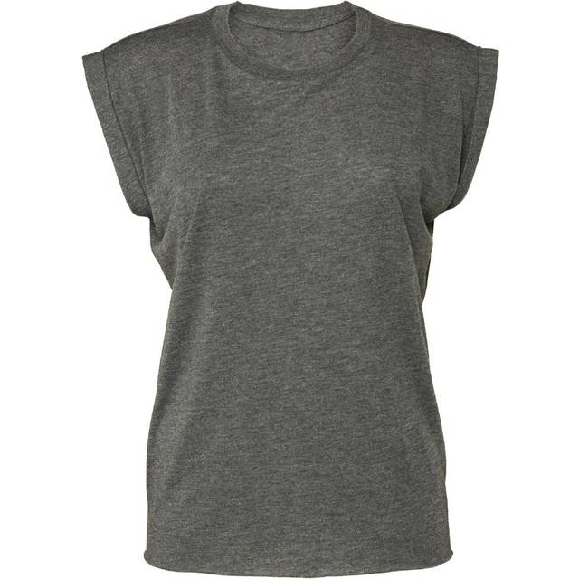 (M, Dark Grey Heather) Bella + Canvas Womens/Ladies Flowy Rolled Cuff Muscle T-Shirt