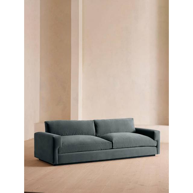 Mossley Four Seater Sofa, Velvet, Grey Blue