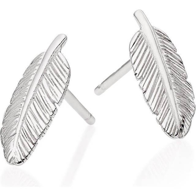 Silver Feather Stud Earrings