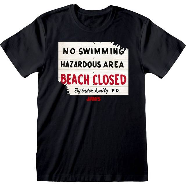 Officially Licenced Jaws No Swimming T-shirt Black