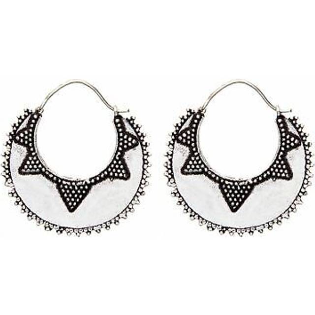 Hoop earrings silver brass sun creole crescent hoops dot work - 81stgeneration