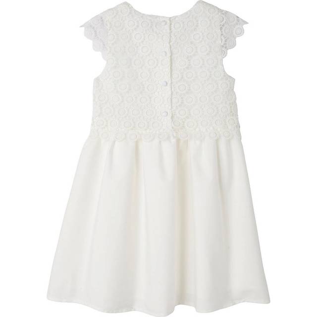 2-in-1 Special Occasion Dress, Macramé Top Layer, for Girls white light solid - WHITE LIGHT SOLID