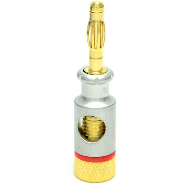 kenable HQ 4mm Banana Plugs for 6mm Speaker Cable Connections Silver & Red