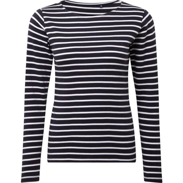 (XS, White/Navy) Asquith & Fox Womens/Ladies Mariniere Coastal Long Sleeve T-Shirt