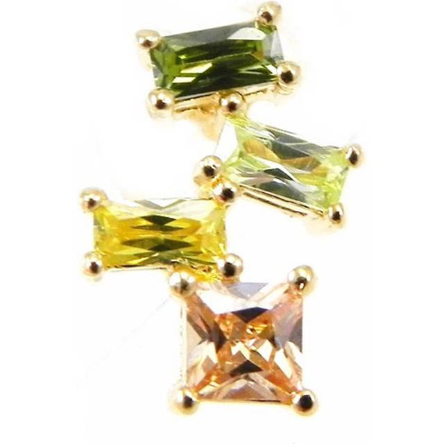 Les Trésors De Lily [G9380] - Green Amber 'Wonders' Gold Plated Earrings green