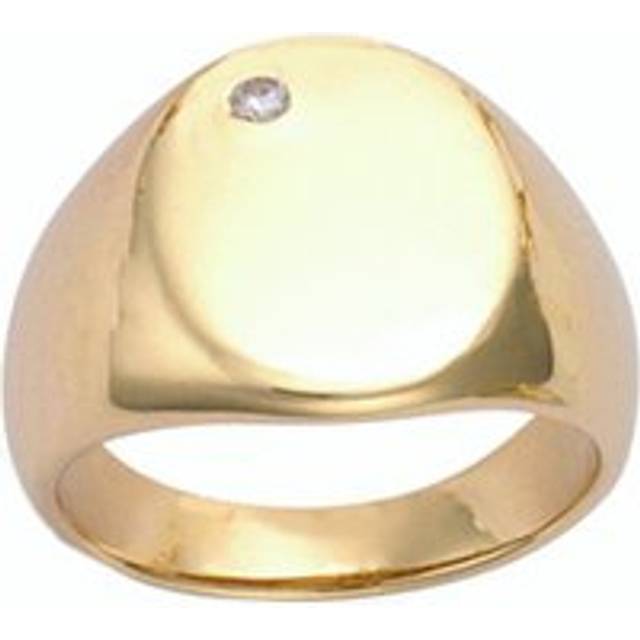 Signet ring Gold Plated 'Charles' golden white - 15x12 mm 54 white