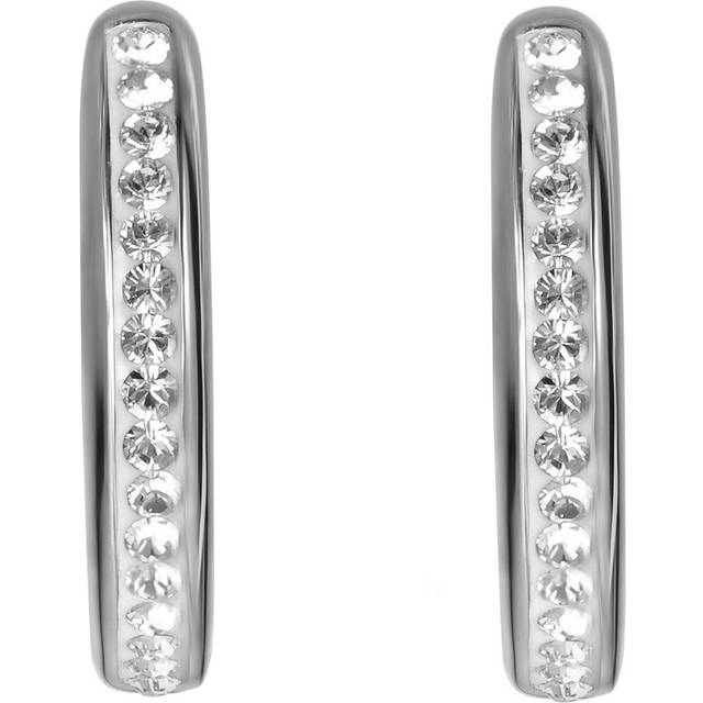 Sterling Silver Crystal 15mm Huggie Hoop Earrings - One Size