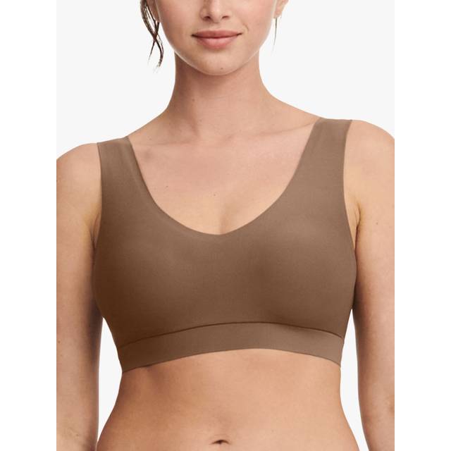 Chantelle Womens SoftStretch V-Neck Jersey Crop Top - Brown Polyamide - Size X-Small/Small
