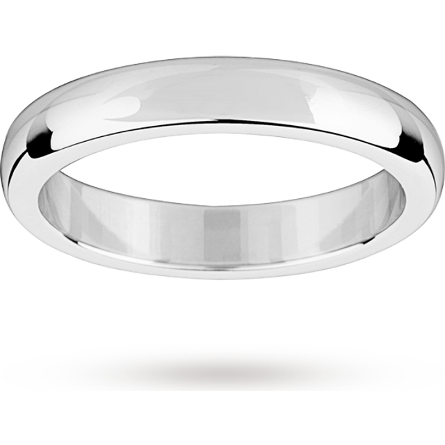 18ct White Gold 3.5mm Luxury D-Shape Court Wedding Ring - Ring Size K