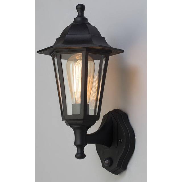 Ferris Outdoor Polycarbonate Wall Lantern with PIR Sensor, Black