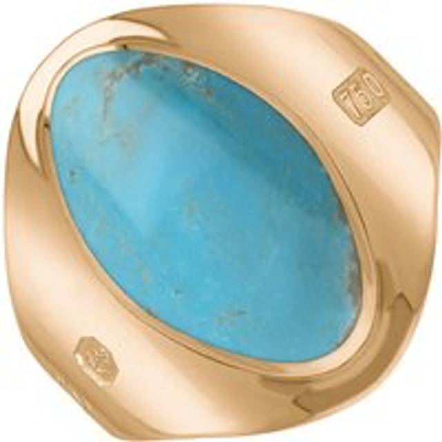 18ct Rose Gold Turquoise Hallmark Small Oval Ring - Gold