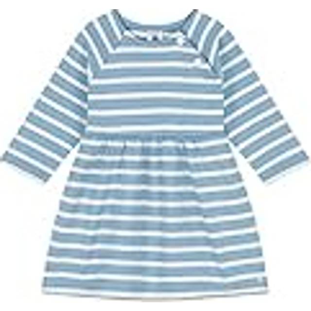 Petit Bateau Baby Long Sleeved Stripy Jersey Dress, Azul/Montelimar