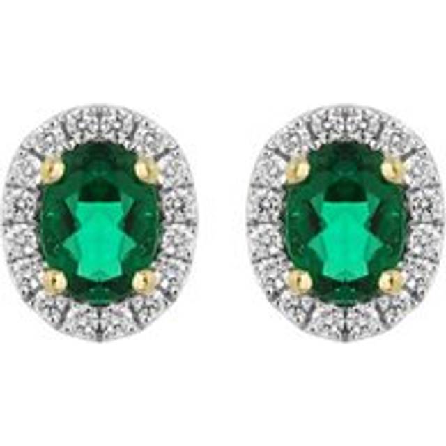 18ct White Gold 0.26ct Emerald Diamond Oval Stud Earrings D - Option1 Value White Gold