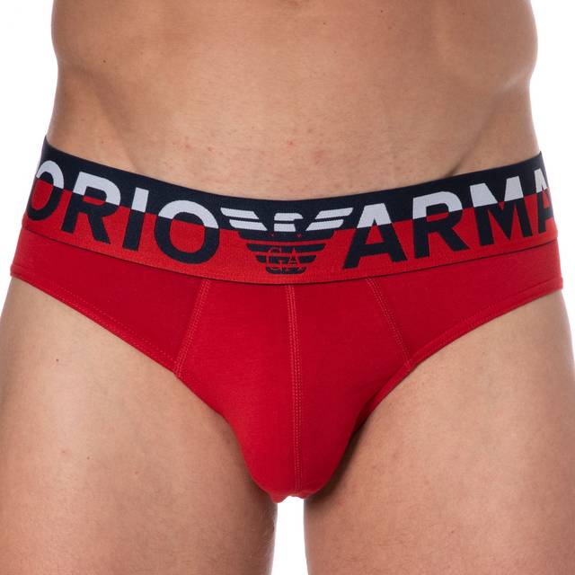 Emporio Armani Megalogo Cotton Briefs - Red
