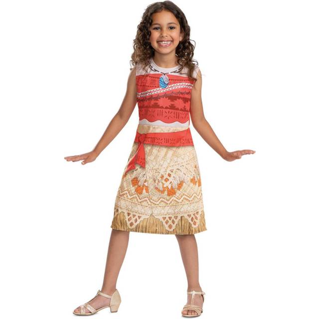 Kids disney official moana costume girls hawaiian princess fancy dress 3- 8 yrs