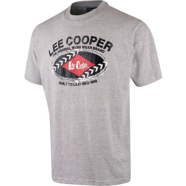 (Grey, XXXL) Lee Cooper Workwear Mens Top Graphic Print Tee Short Sleeve Crew Neck T-Shirt