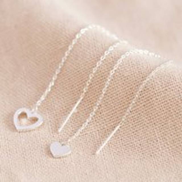 Thread Through Mismatched Heart Earrings in Silver - silver - one size