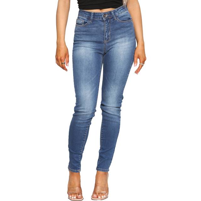 Enzo Ladies Skinny Slim Fit Denim Jeans - Blue/Navy - 14 UK