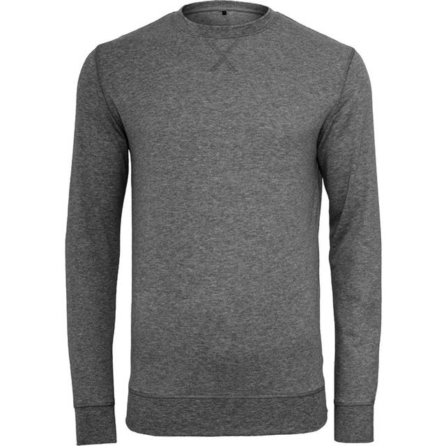 (2XL, Charcoal) Build Your Brand Mens Plain Light Crewneck Sweater