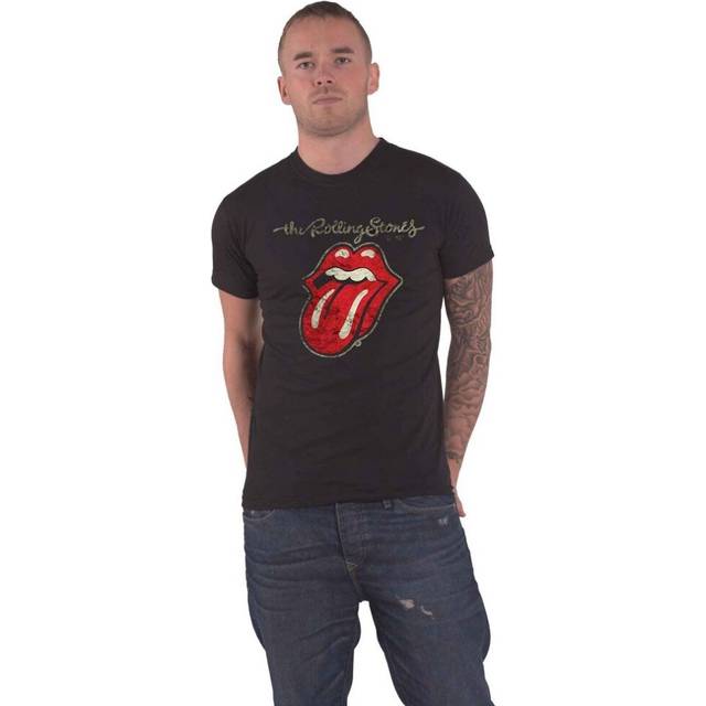 (M, Black) The Rolling Stones Unisex Adult Plastered Tongue T-Shirt