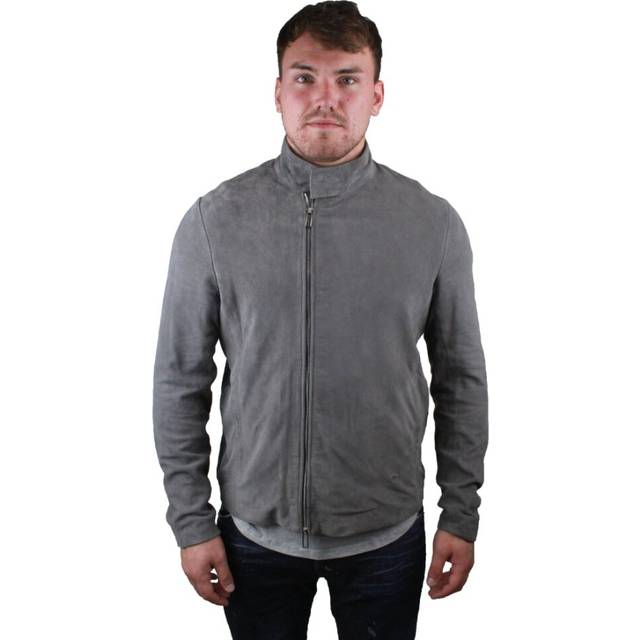 Emporio Armani Mens 3Z1BM7 1LBBZ 0645 Leather Jacket - Grey - Size 38