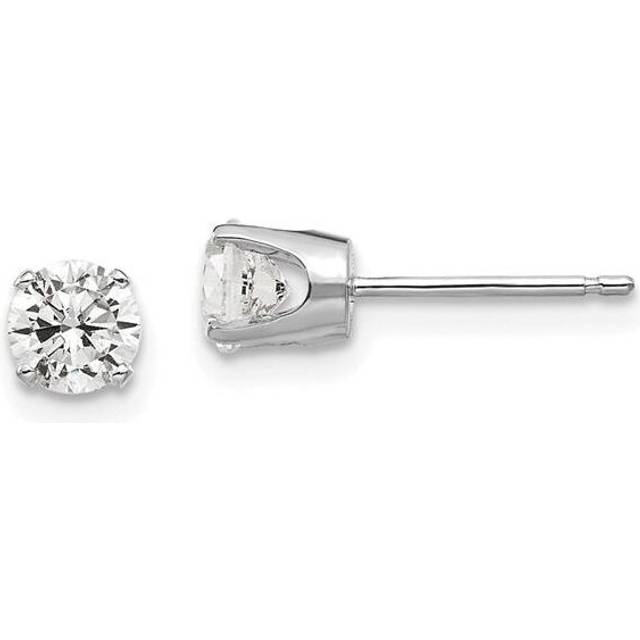14K White Gold 4.5 mm Round Stud Earrings Mounting with Backs