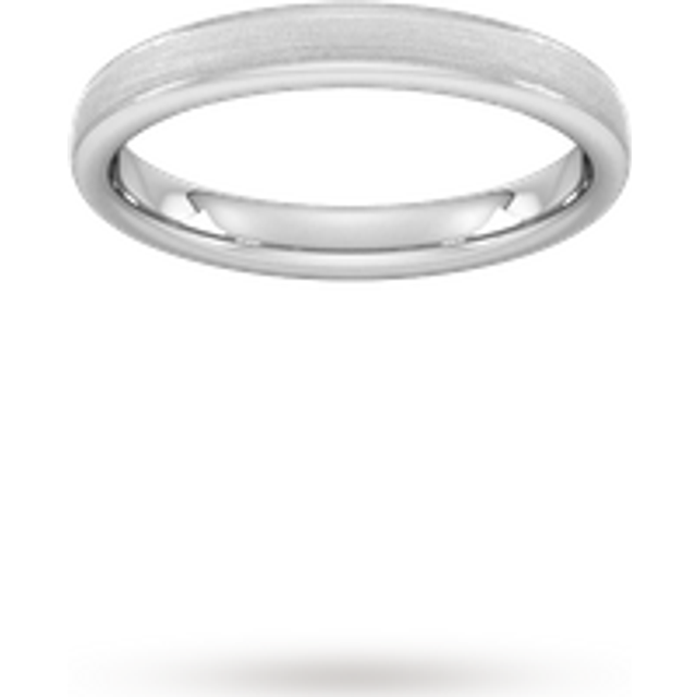 3mm Traditional Court Heavy Matt Centre With Grooves Wedding Ring In 950 Palladium - Ring Size K