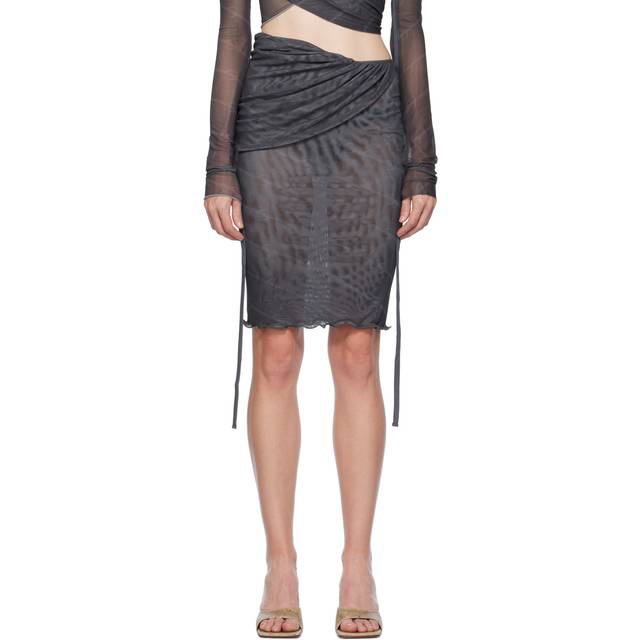 Jade Cropper Gray Wrap Midi Skirt - 152 Logo Grey - XL