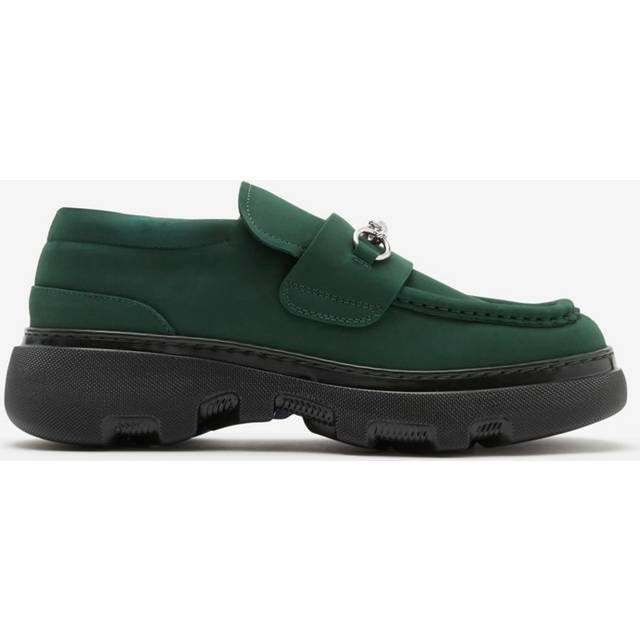 Burberry Green Nubuck Creeper Clamp Loafers - VINE - IT 35.5