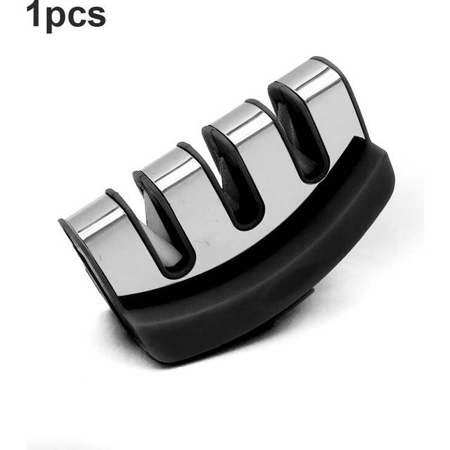 (a-Navy Blue Accessories) Professional 3 Stages Knife Sharpener Diamond Ceramic Rod Sharpener Sharpening Non-slip Base Stainless Steel Blade