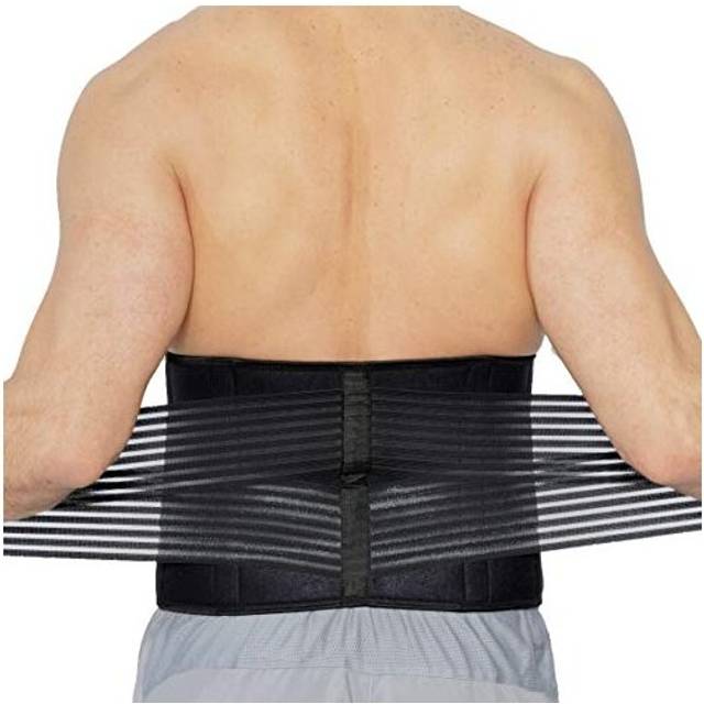 Neotech Care Neoprene Back Brace, Lumbar Support with Double Banded Strong Compression Pull Straps (Black, Size S)