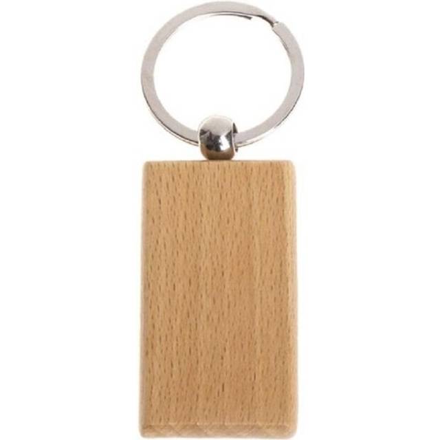 50 Blank Wooden Keychain Rectangular Engraving Key ID Can Be Engraved DIY