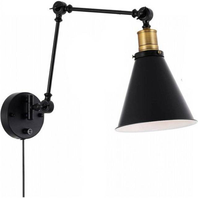 (1pc) 1/2Pcs Swing Arm Wall Lamp 110V Industrial Plug-In LED Light Corded Wall Black Finish Without Bulbs
