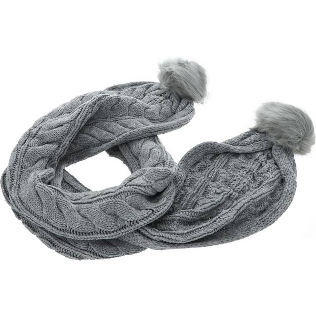 Guess Knitted Pom-Pom Scarf - Grey - T/U