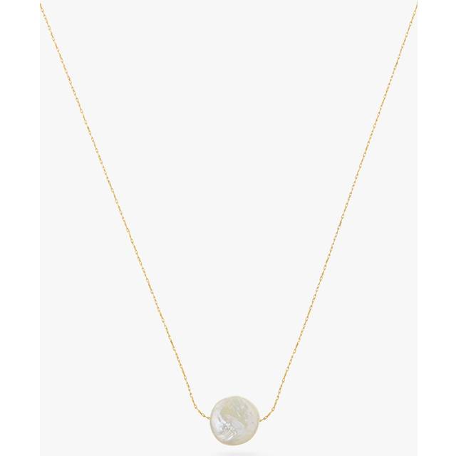 Stationed Flat Pearl Collar Necklace - Gold - Orelia