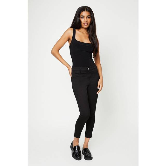 Womens Petite Skinny Ankle Grazer Jeans - Black - 6