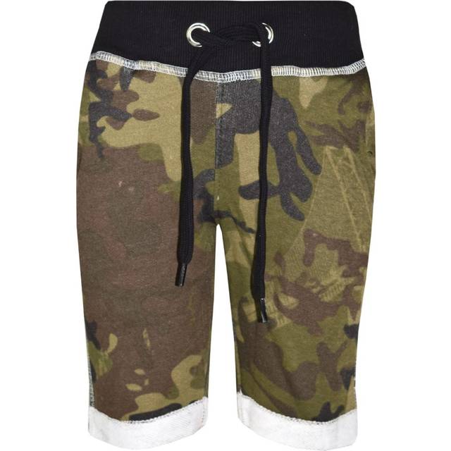 (7-8 Years) Kids Boys Shorts Fleece Camouflage Green Chino Short Knee Length Half Pant 3-13Y