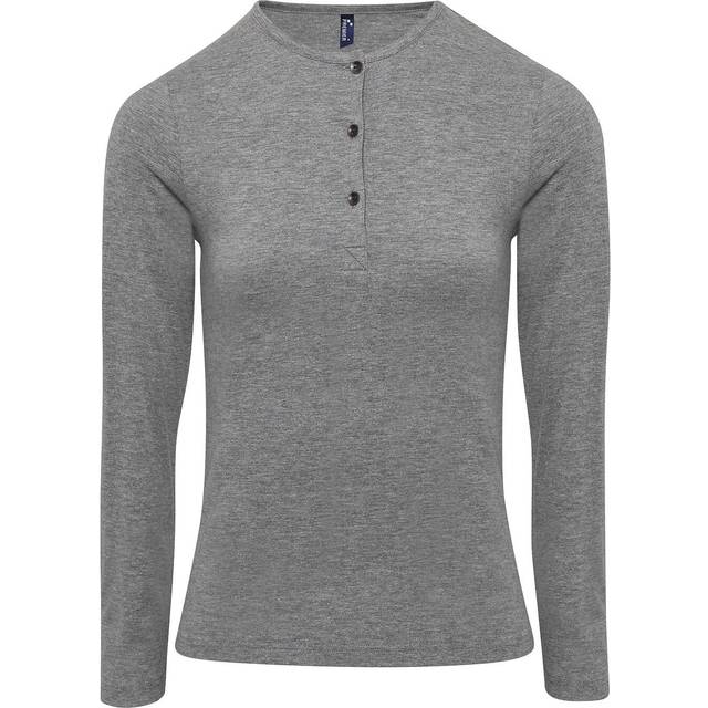 (M, Grey Marl) Premier Womens/Ladies Long John Roll Sleeve Tee