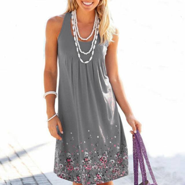 Loose Summer Beach Dress - Grey / UK 14