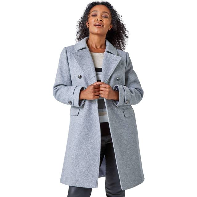 Double Breasted Military Coat - Grey - 8