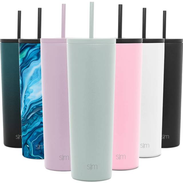 Simple Modern Isolerad Tumbler med lock och sugrör | Iskaffekopp Återanvändbar Rostfritt stål Vattenflaska Resemugg | Vårbrytningsgåvor för henne och honom | Klassisk kollektion | 8 oz | Havsglas salvia