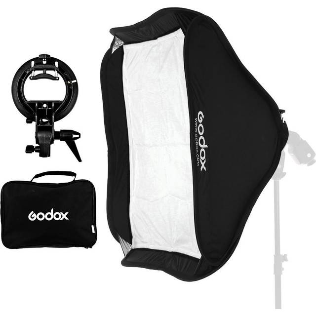 Godox foldable softbox 60cm x 60cm 24x24 Inch Bowen Mount S Type Bracket Professional Photo Camera Flash Lighting Kit with Carrying Bag for Outdoor