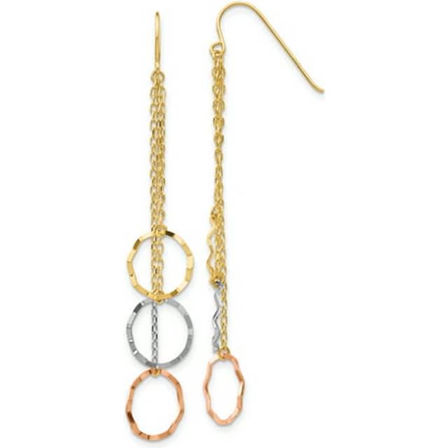 Quality Gold TH569 14K Tri-Color Faceted Circle Earrings