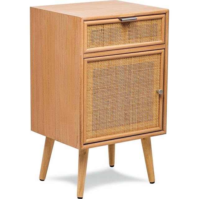 Nordlys 1-Door And 1-Drawer Natural Rattan Nightstand Exotic Boho Bedroom - One Size