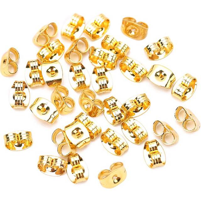 x100 earrings gold metal friction butterfly stud stoppers findings post push back bulk