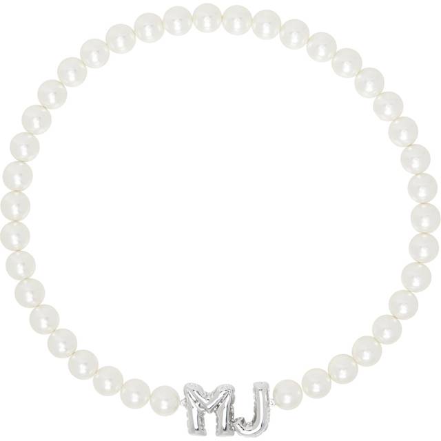Marc Jacobs White 'MJ' Balloon Pearl Necklace - 188 White/Silver - XS-S